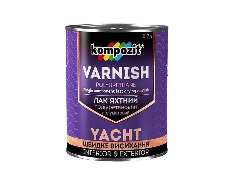 

Лак полиуретановый KOMPOZIT YACHT VARNISH яхтовый полуматовый 0,7л