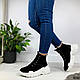 36,37 размер Зимние женские черные ботинки натуральная замша на белой платформе, фото 5