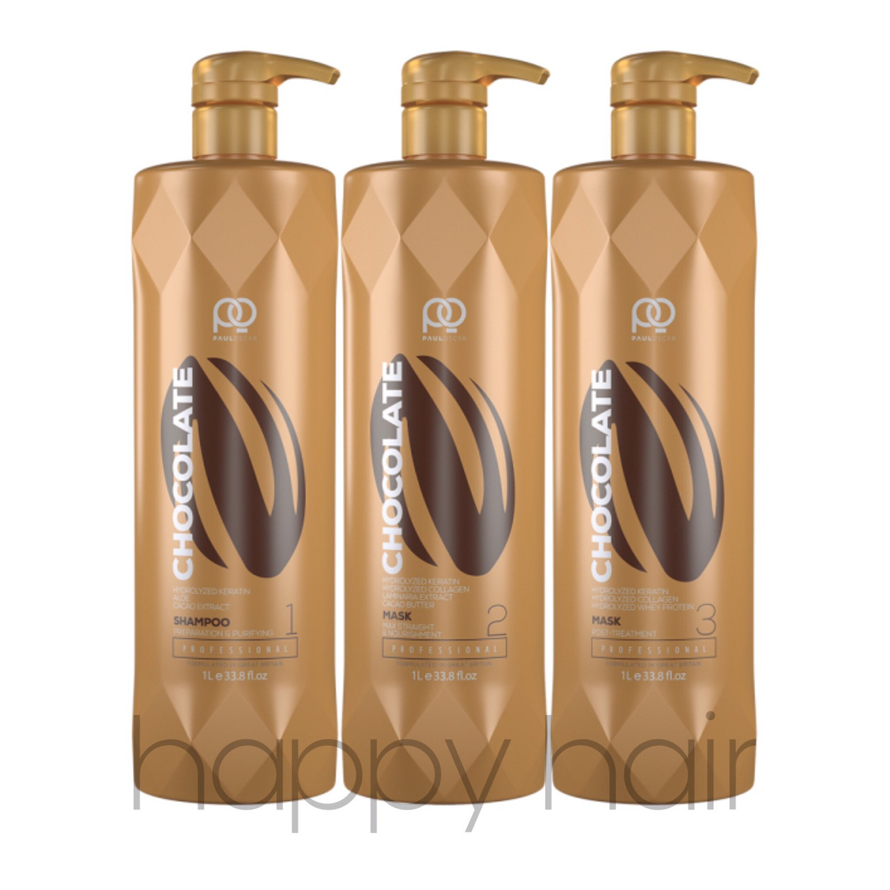 

Paul Oscar Chocolate Max Straight Набор для кератинового выпрямления 3x1000 г