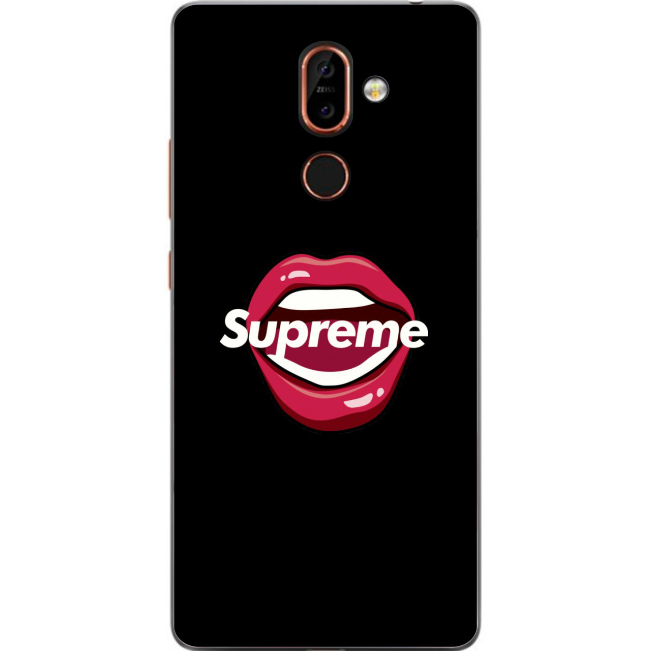 

Силиконовый чехол бампер для Nokia 7 Plus с картинкой Губы Supreme, Разные цвета