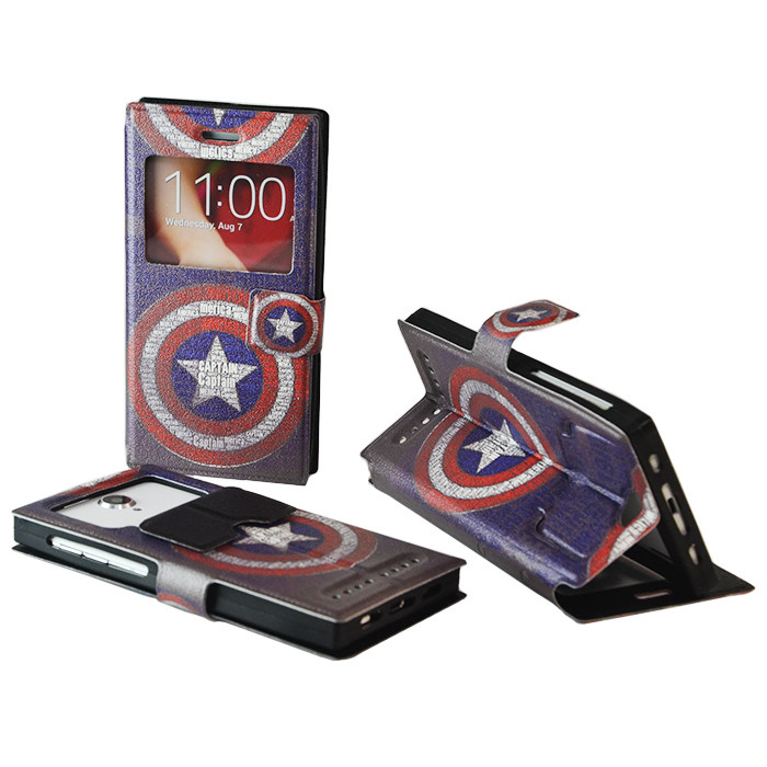

Чехол универсальный книжка GOLD 4.5" дюйма № 3010 Captain America