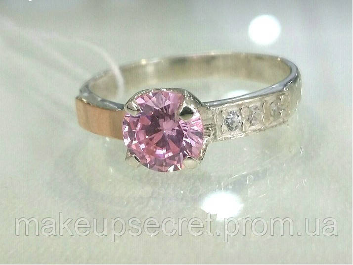 

Серебряное кольцо с золотыми накладками арт.018 розовый