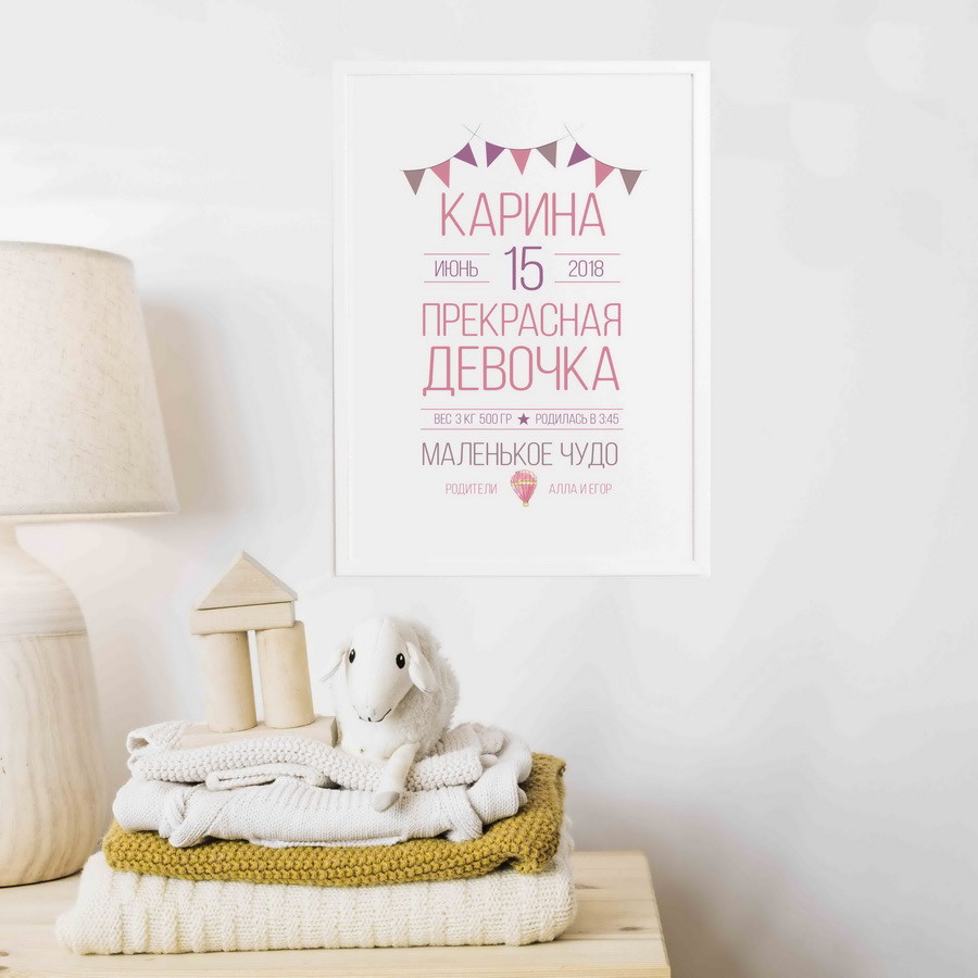 

Постер метрика "Baby party" персонализированный Lightblue