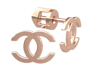 Золоті сережки порожні Coco Chanel з камінням