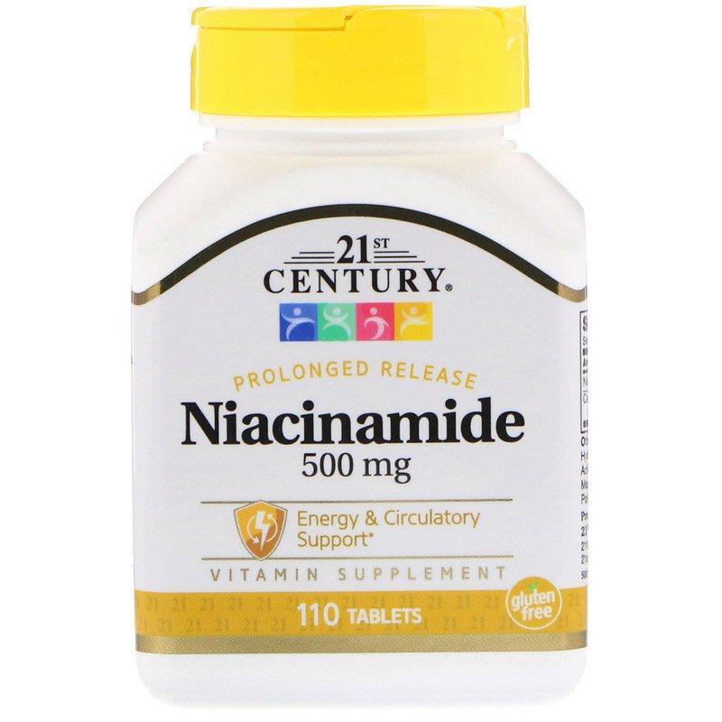 

Ниацинамид 21st Century "Niacinamide" водорастворимый витамин B3, 500 мг (110 таблеток)