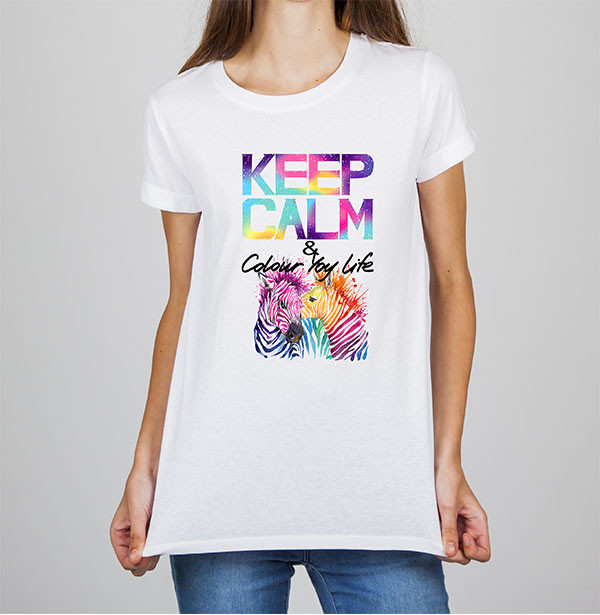 

Женская футболка с принтом "KEEP CALM & Color you life" M, Белый Push IT