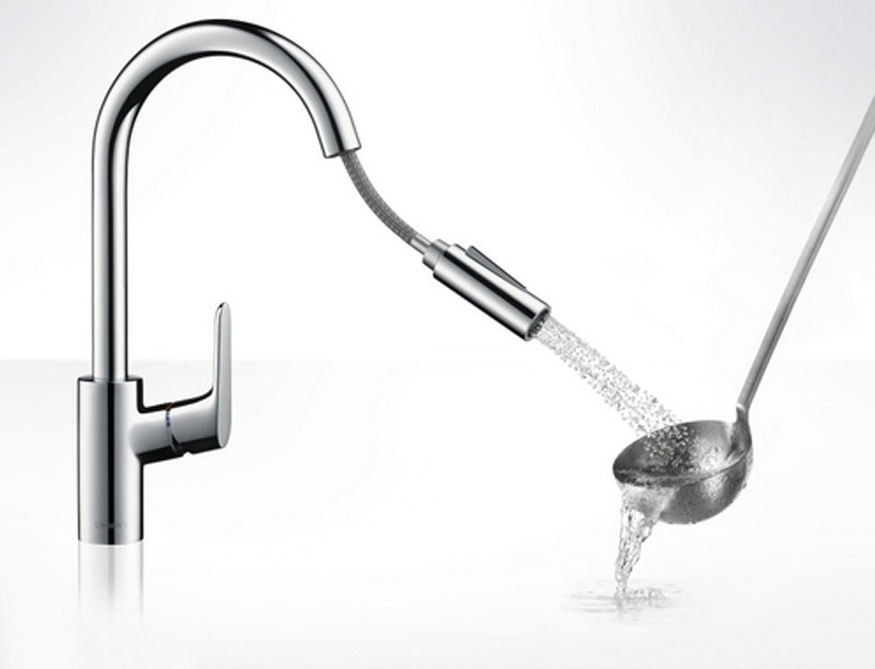 

Змішувач для кухні Hansgrohe Focus 240 з висувним виливом, Хром