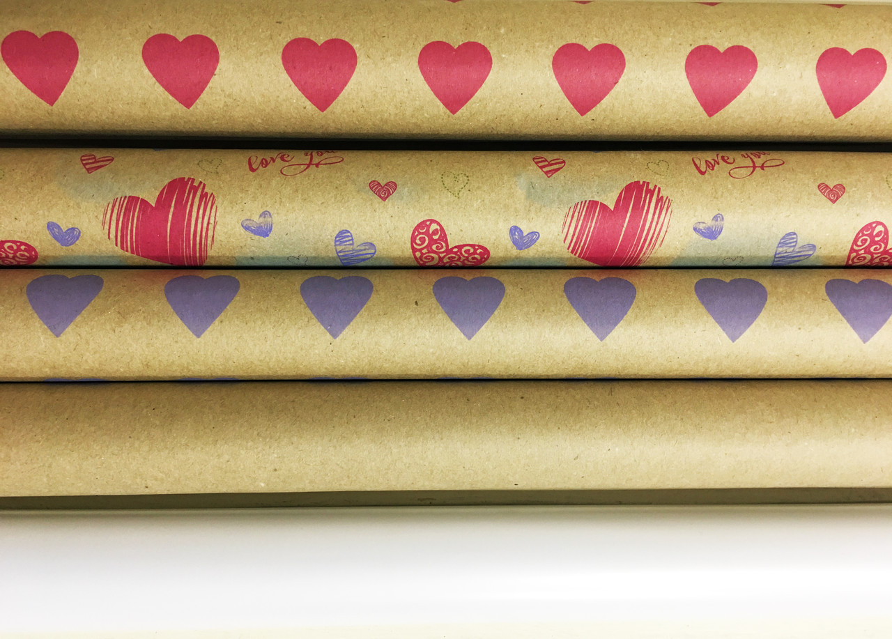 Набір крафт паперу подарунковій для упаковки 4 рулону тм "Love & Home" (0.7 х 2 метри рулон)