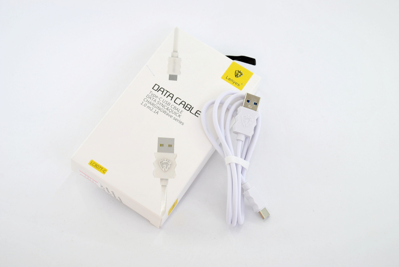 

Кабель Usb-cable Type-C Lenyes LC807T-C 2.1A 1m (круглый) White