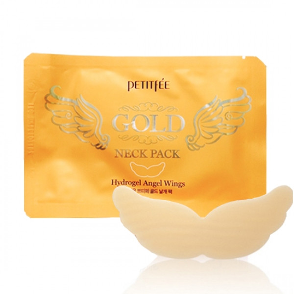 Гидрогелевая маска для шеи с плацентой PETITFEE Hydrogel Angel Wings Gold Neck Pack