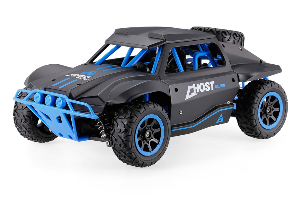 Машинка внедорожник на радиоуправлении с резиновыми колёсами полноприводная 1:18 HB Toys Ралли Ghost 4WD синяя