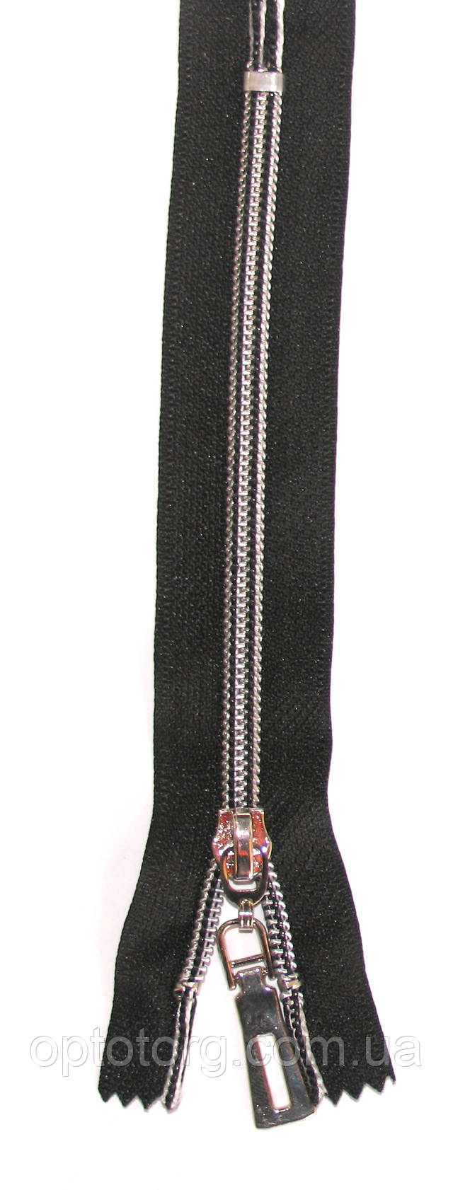 сильвер карманка №7 змейка молния серебро на черной ткани