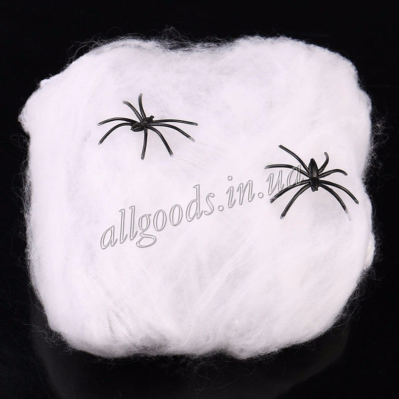 Паутина декоративная + паук Белая