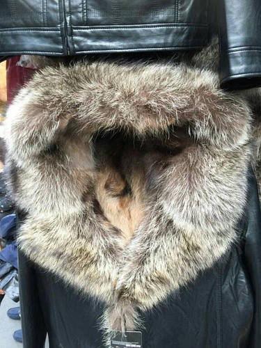 Мужская кожаная куртка с мехом енота и волка. Bieraoduo Италия. Куртка парка, аляска, кожаный пуховик. - фото 5