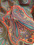 Драгоценная 1292-1, павлопосадский платок (шаль) из уплотненной шерсти с шелковой вязанной бахромой, фото 2