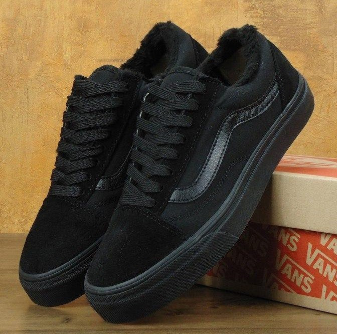 

Зимние кеды Vans Old Skool SK8-HI с мехом, (унисекс), vans old school, ванс олд скул ААА+, Черный