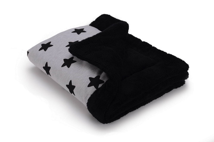 Теплый плед Cottonmoose KO 743/29/74 black star cotton jersey (светло-серый (черные звезды) с черным)