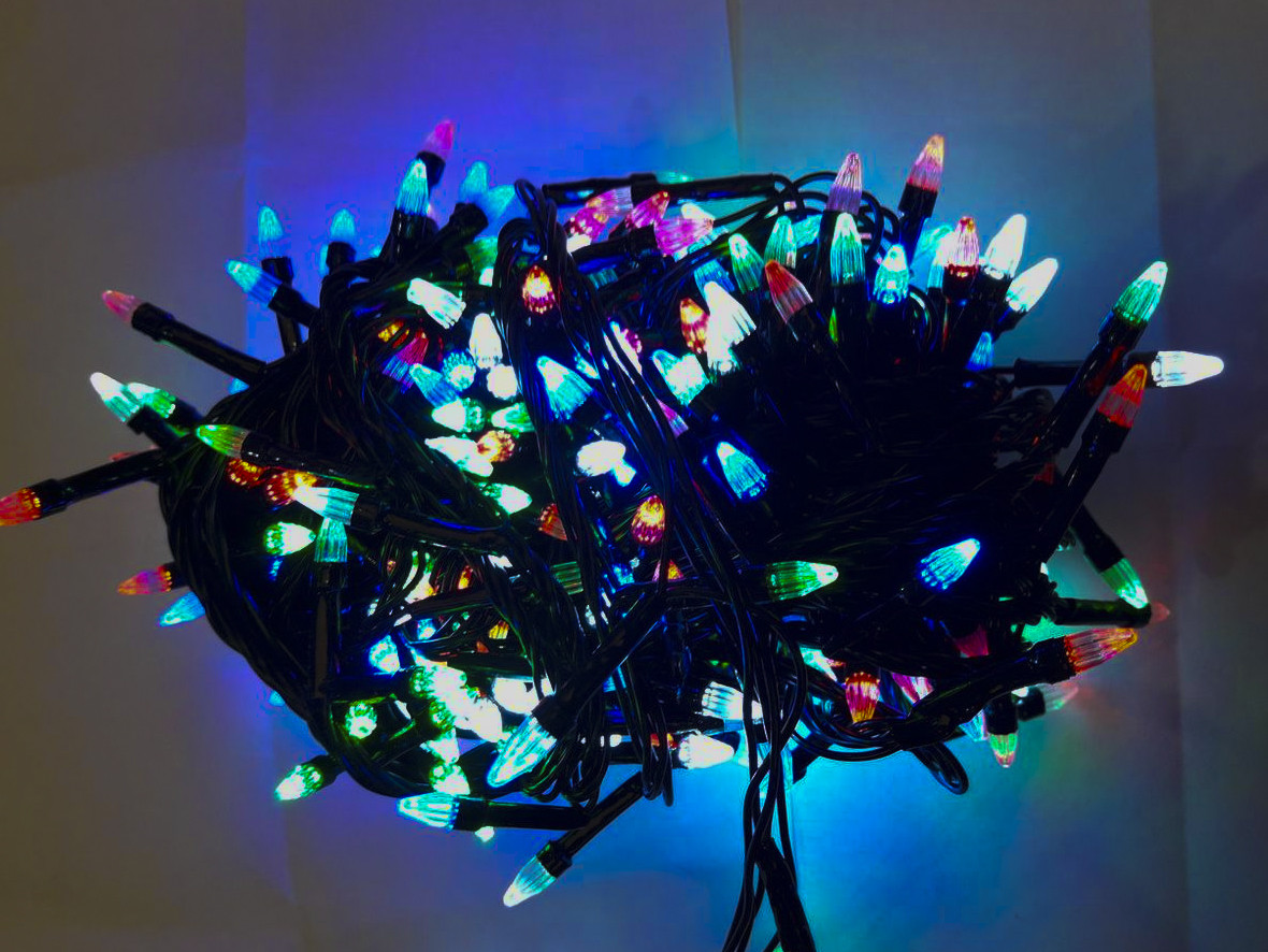 

Гирлянда Ёлка цветная, 300 LED, черный провод