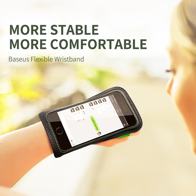 Спортивный чехол на руку запястье Baseus Flexible Wristband Green для телефонов до 5.8'' CWYD-B06 Чёрно-зеленый