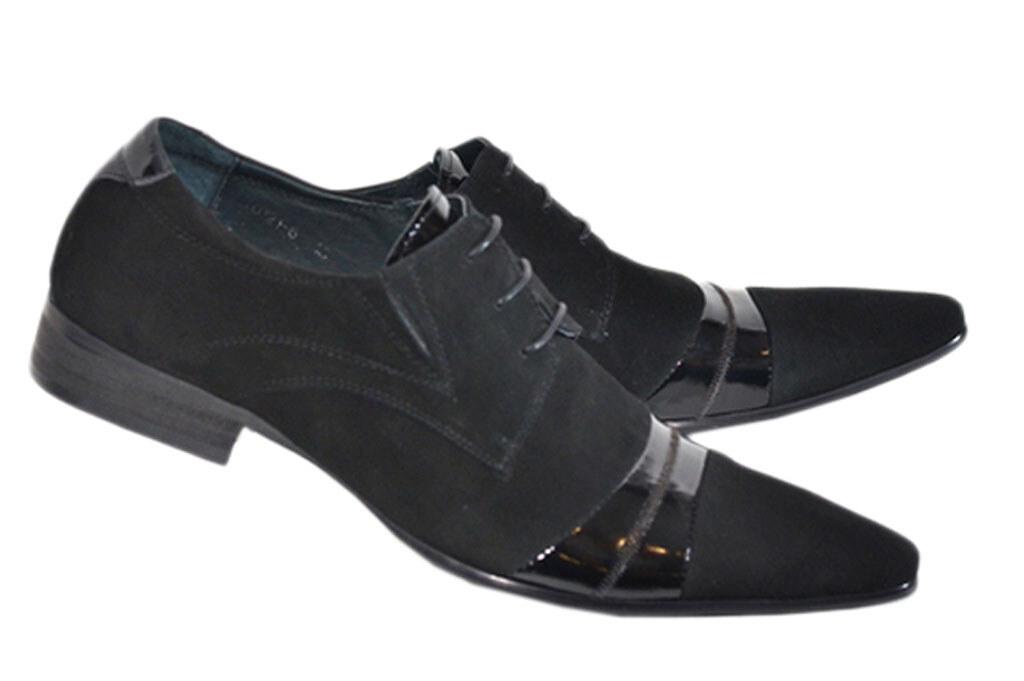 Стильные мужские замшевые туфли на шнуровке ELADORATE - 0721-6  44  черный