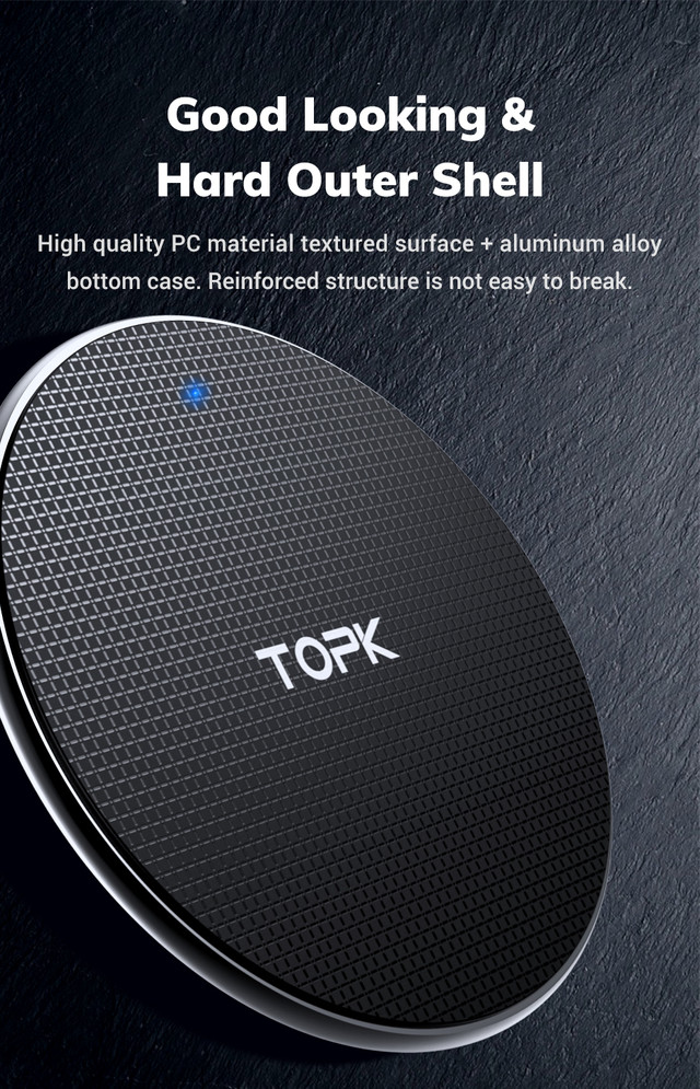 бездротове зарядний пристрій Topk Wireless Charger B01W Чорне Червоне