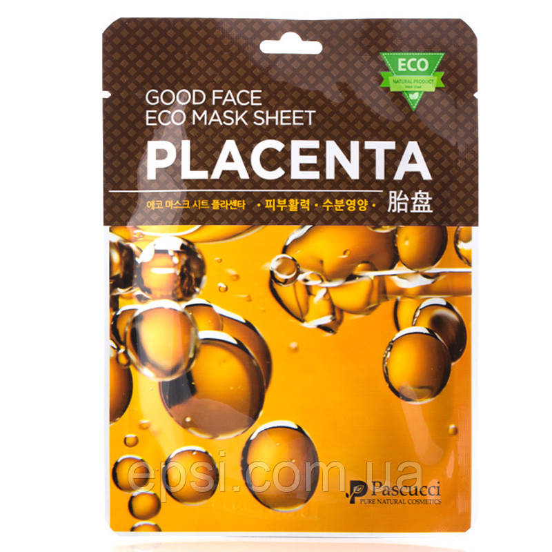 Маска для лица тканевая c плацентой Pascucci Good Face Eco Mask Sheet Placenta, 23 мл