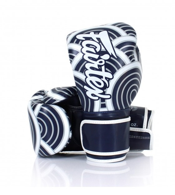 

Боксерские перчатки Fairtex BGV14 Universal Muay Thai Boxing Gloves Japanese Art 12, Бело-синий