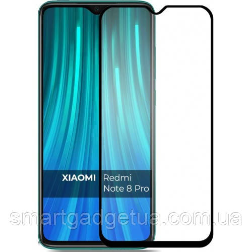 

Защитное стекло 9D 9H Полной оклейки для Xiaomi Redmi Note 8 Pro Захисне скло Чёрный