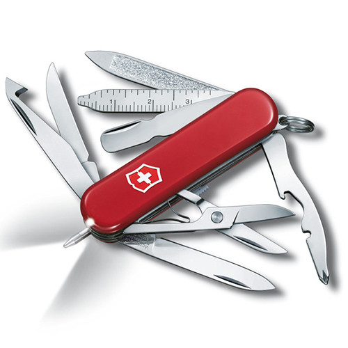 

Нож Victorinox Vx06386 MIDNITE MINICHAMP 58мм, 3сл, 16функ, крас , ножн, LED, отверт, лин, ручка, скреб