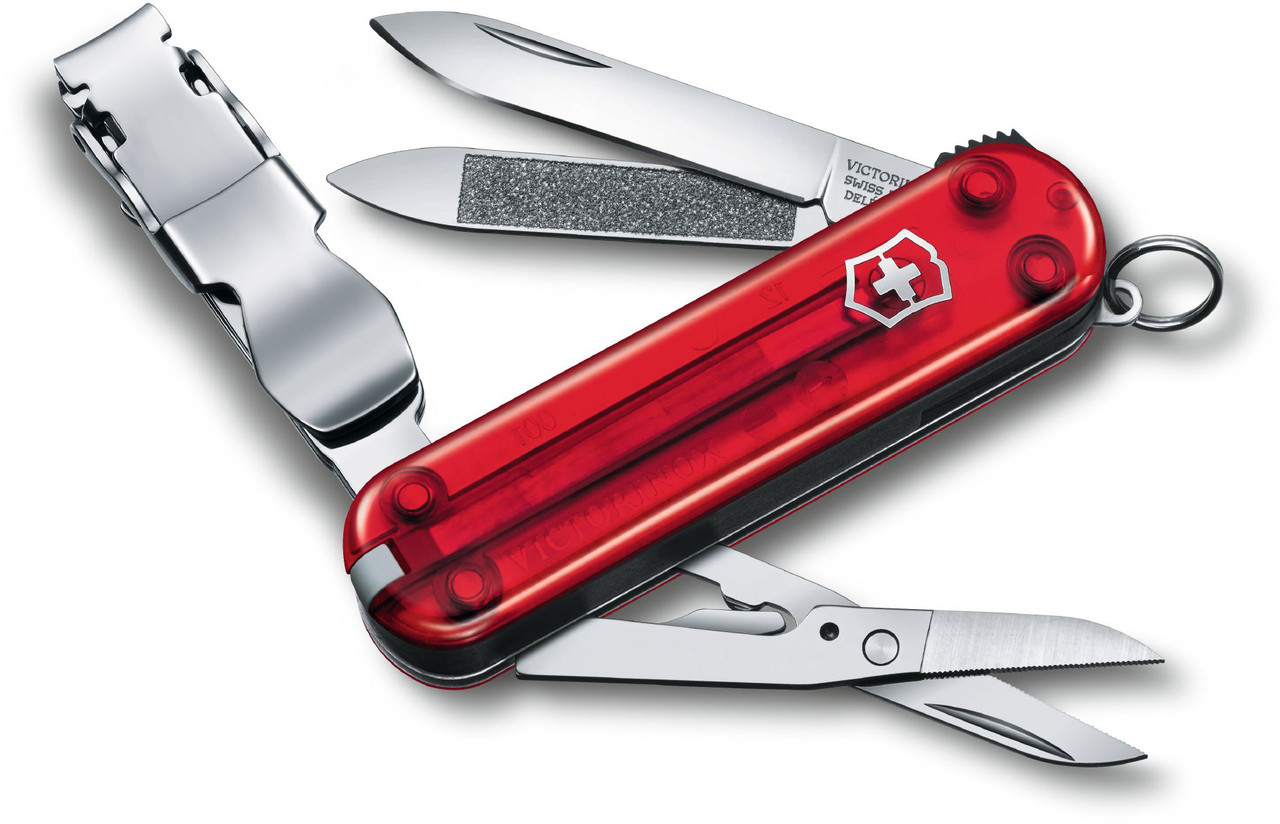 

Нож Victorinox Vx06463.T NAILCLIP 580 65мм, 8функ, крас.прозр , кус, ножн