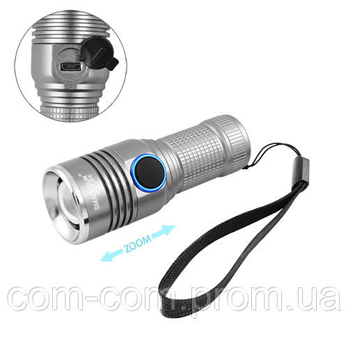 

Фонарь ручной, аккумуляторный ударопрочный Small Sun R840/1812C-XPE, ЗУ micro USB, 1х16340, zoom, ремешок