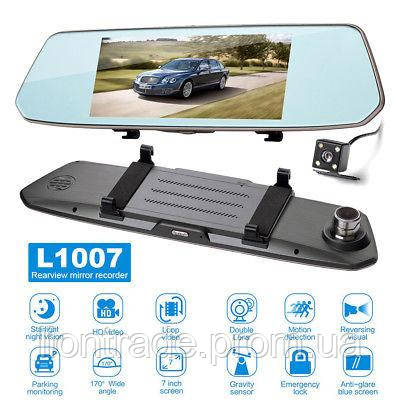 

DVR L1007 Full HD 7" 2 камеры сенсор видеорегистратор зеркало