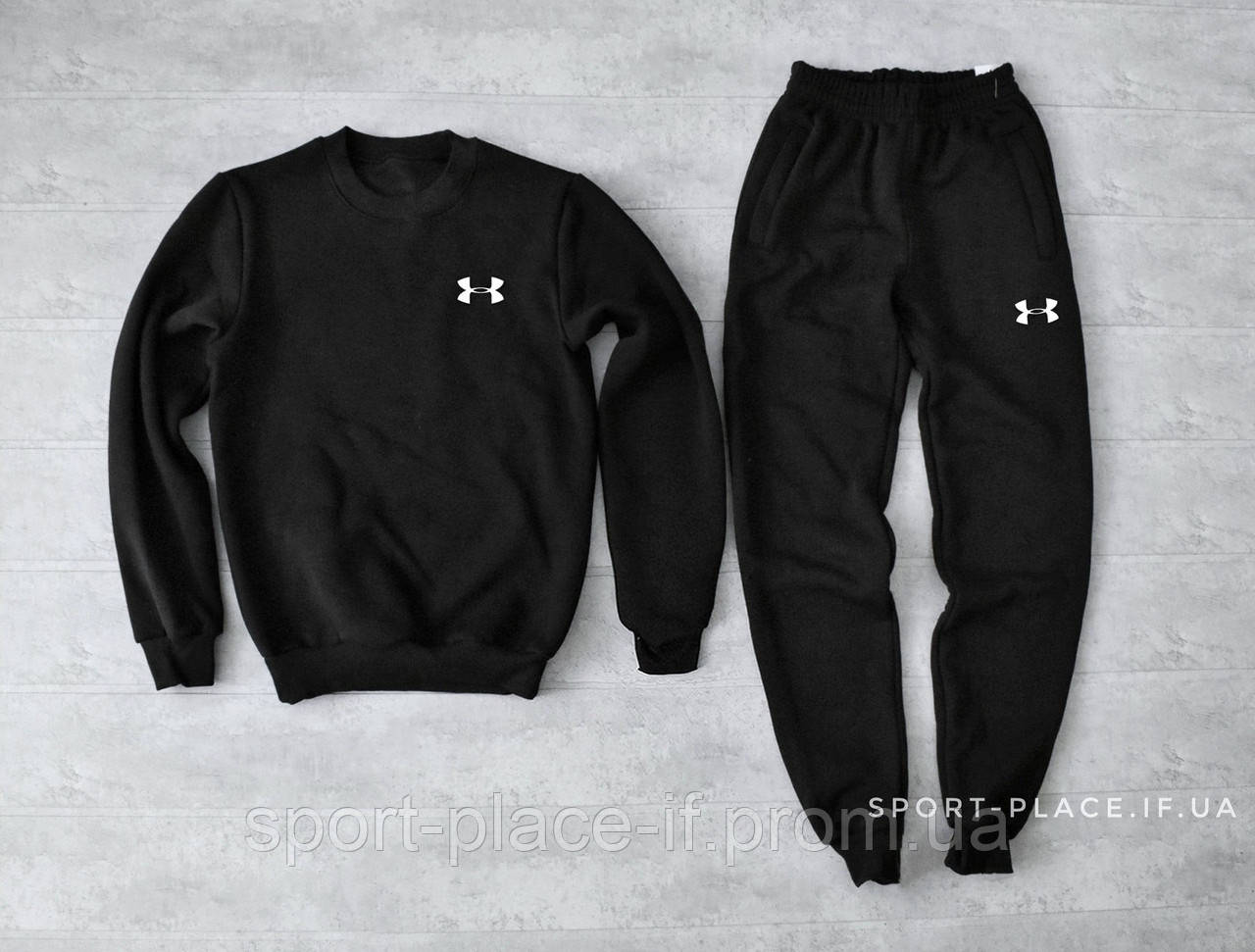 

Теплый спортивный костюм Under Armour (Андер Армор) черная (ЗИМА) с начесом, свитшот штаны (толстовка худи), Черный