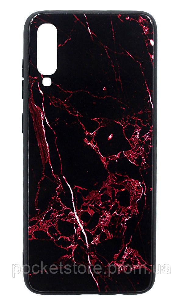 

Чохол-накладка Glass Print + Border Silicon для Samsung Galaxy A70 2019 SM-A705F Marble Marsala