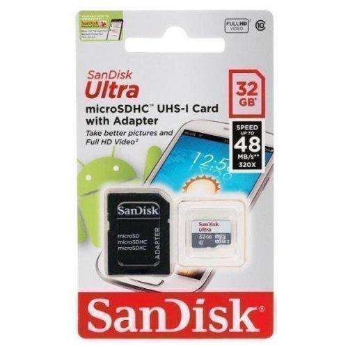 Описание SanDisk microSDHC Ultra 32GB Class 10 80MB/s (с адаптером) (SDSQUNS-032G-GN3MA)