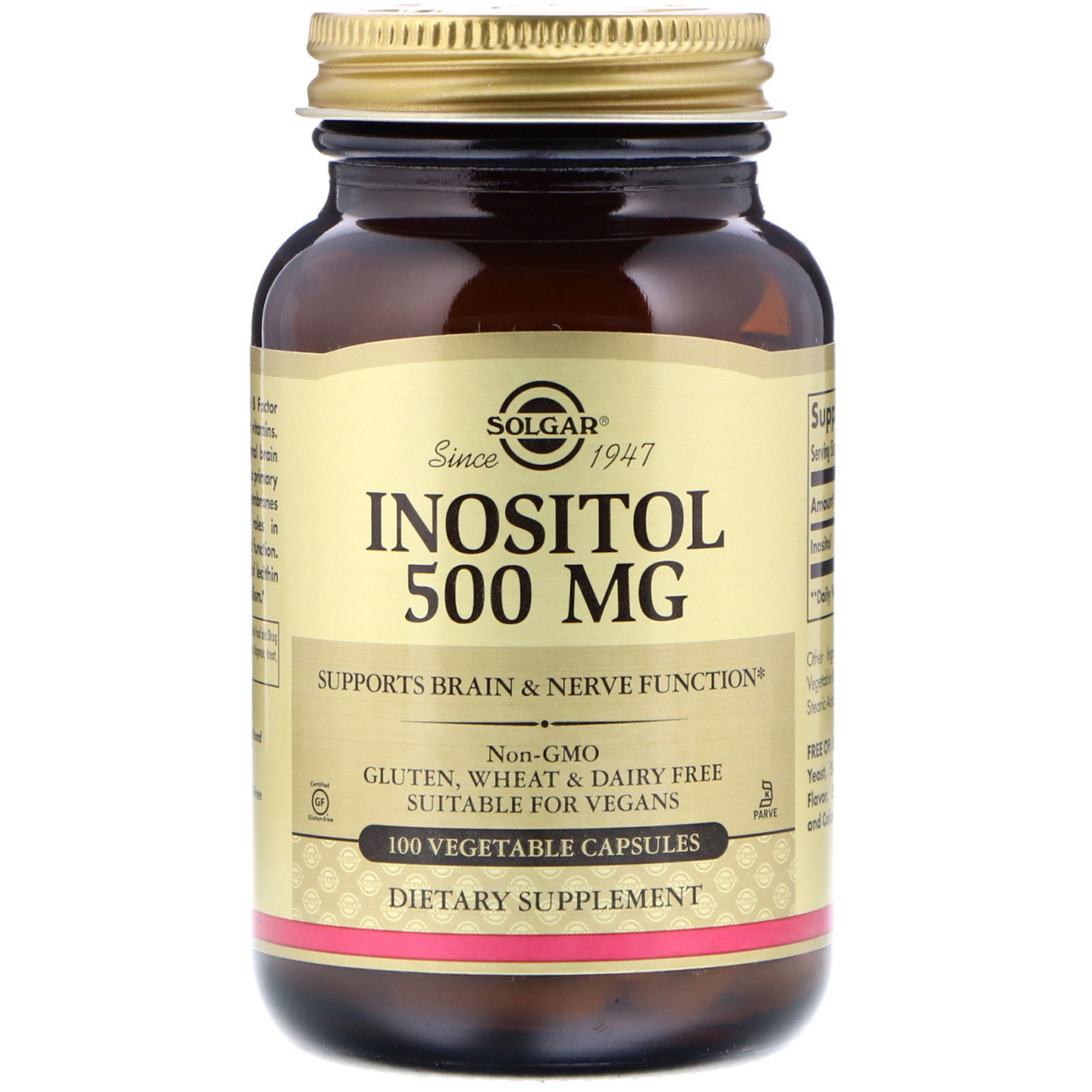 Инозитол SOLGAR "Inositol" витамин B8, 500 мг (100 капсул)