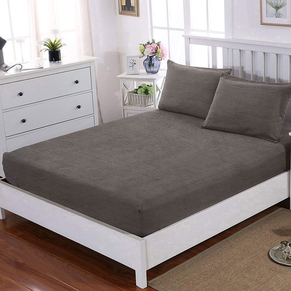 

Комплект простынь натяжная с наволочками Ютек Hotel Collection Cotton Melange Cacao 140х200 см + 2 наволочки