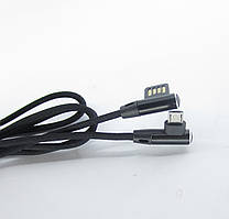 Кабель USB угловой - micro USB угловой, в ткани, 1м, чёрный