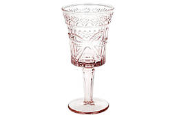 Набор стеклянных бокалов для вина 260 мл цвет- розовый 6 шт.