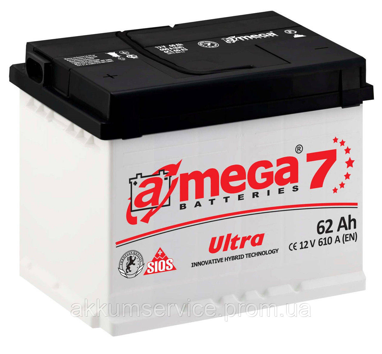 

Аккумулятор автомобильный A-Mega Ultra М7 62AH R+ 610A