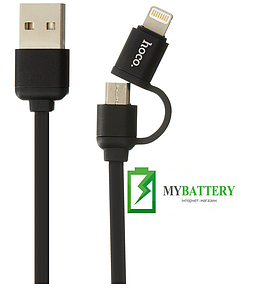 USB кабель Hoco U23 Resilient Collectable 2в1 Micro USB + iPhone (1000mm), черный