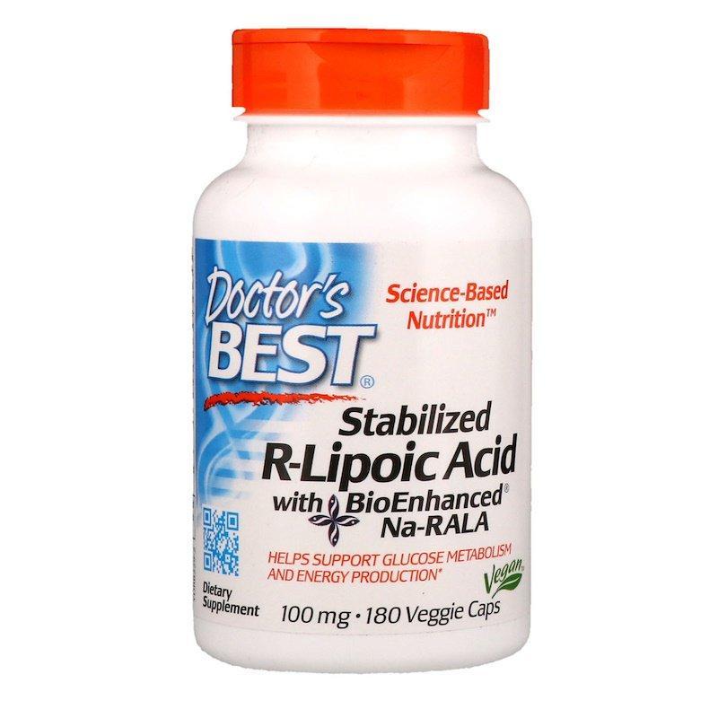 

R-липоевая кислота Doctor's Best "Stabilized R-Lipoic Acid with BioEnhanced Na-RALA" 100 мг (180 капсул)