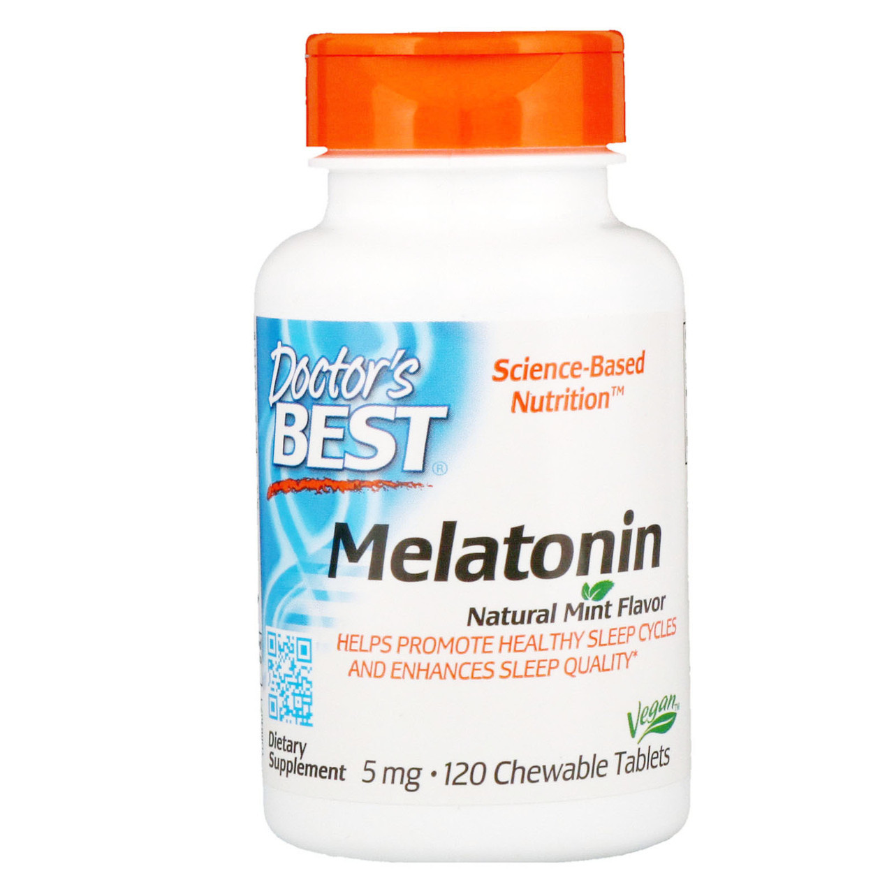 

Мелатонин Doctor's Best "Melatonin" здоровый цикл сна, 5 мг, вкус мяты (120 жевательных таблеток)