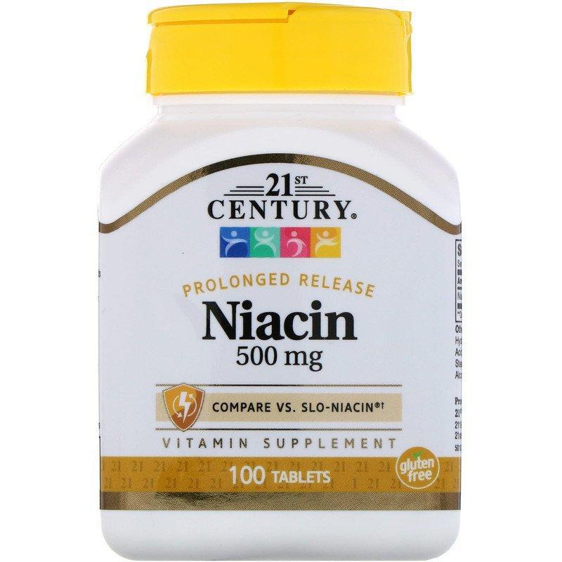 

Ниацин, 21st Century "Niacin" витамин В3, длительного высвобождения, 500 мг (100 таблеток)