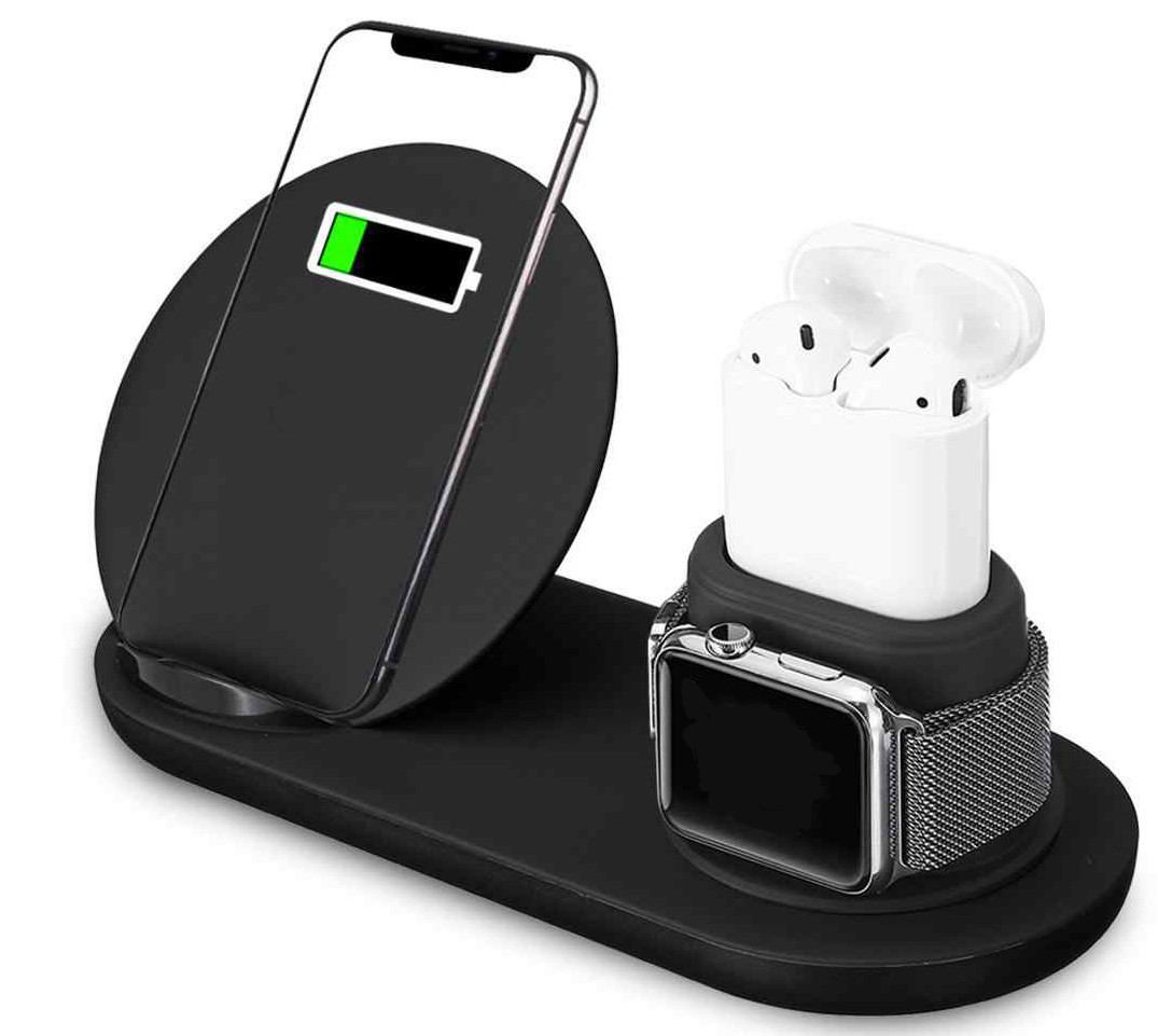 

Беспроводная док-станция oneLounge FastCharge 10W 3-in-1 для iPhone/AirPods/Apple Watch 1/2/3 (5660), Черный