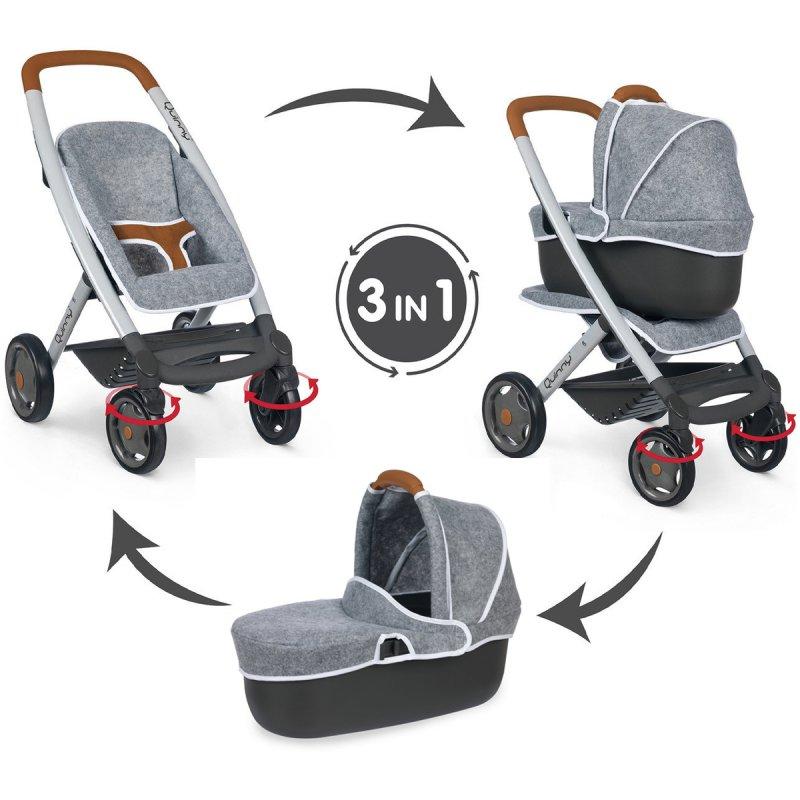 

Коляска для куклы 3в1 Maxi Cosi Quinny Smoby 253104, Серый