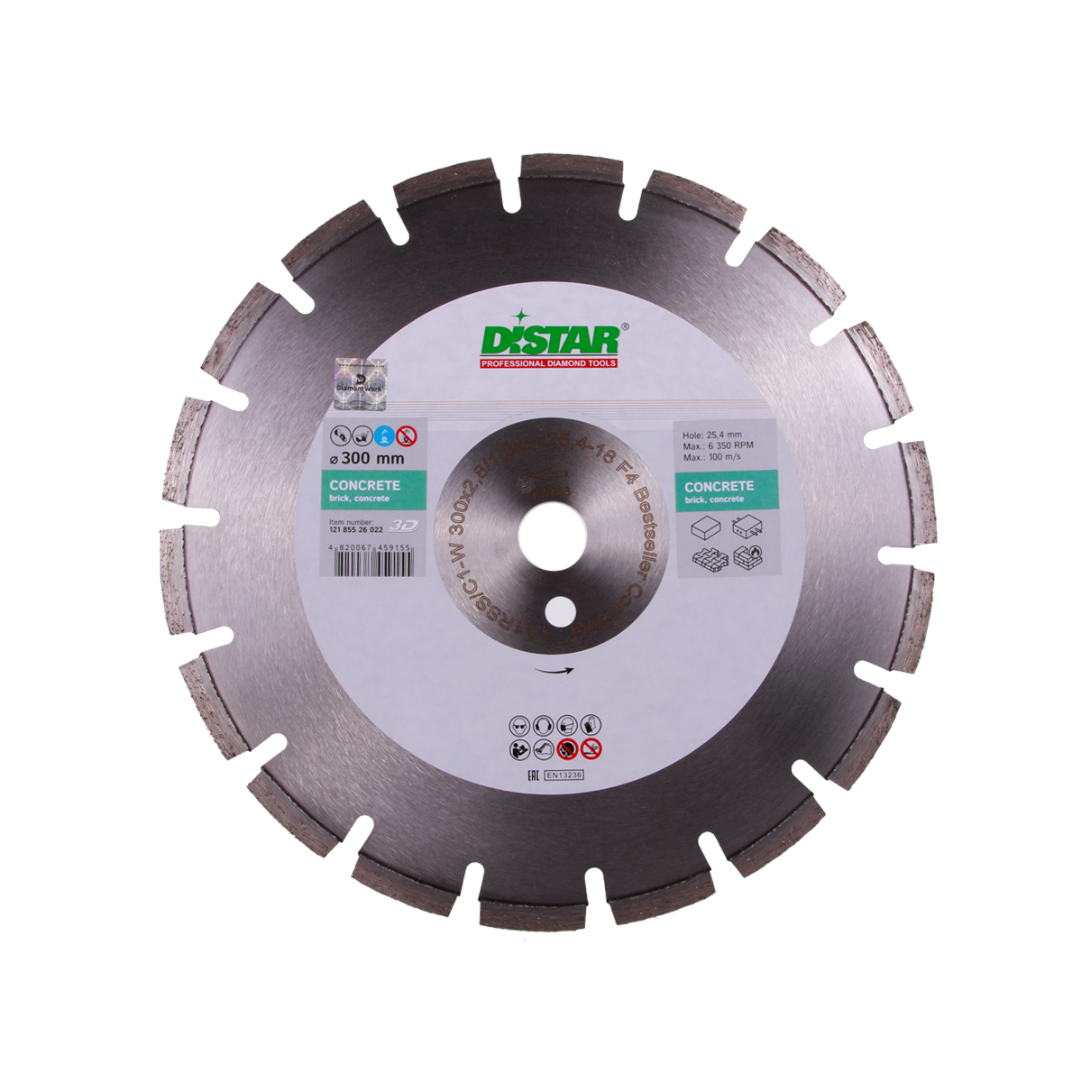 

Круг алмазный отрезной по бетону Distar 1A1RSS/C1-W 400x3,5/2,5x9x25,4-24 F4 Bestseller Concrete