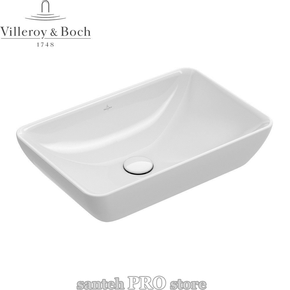 

Умывальник VILLEROY & BOCH VENTICELLO без отверстия под смеситель, без перелива, белый альпин, 55*36см.