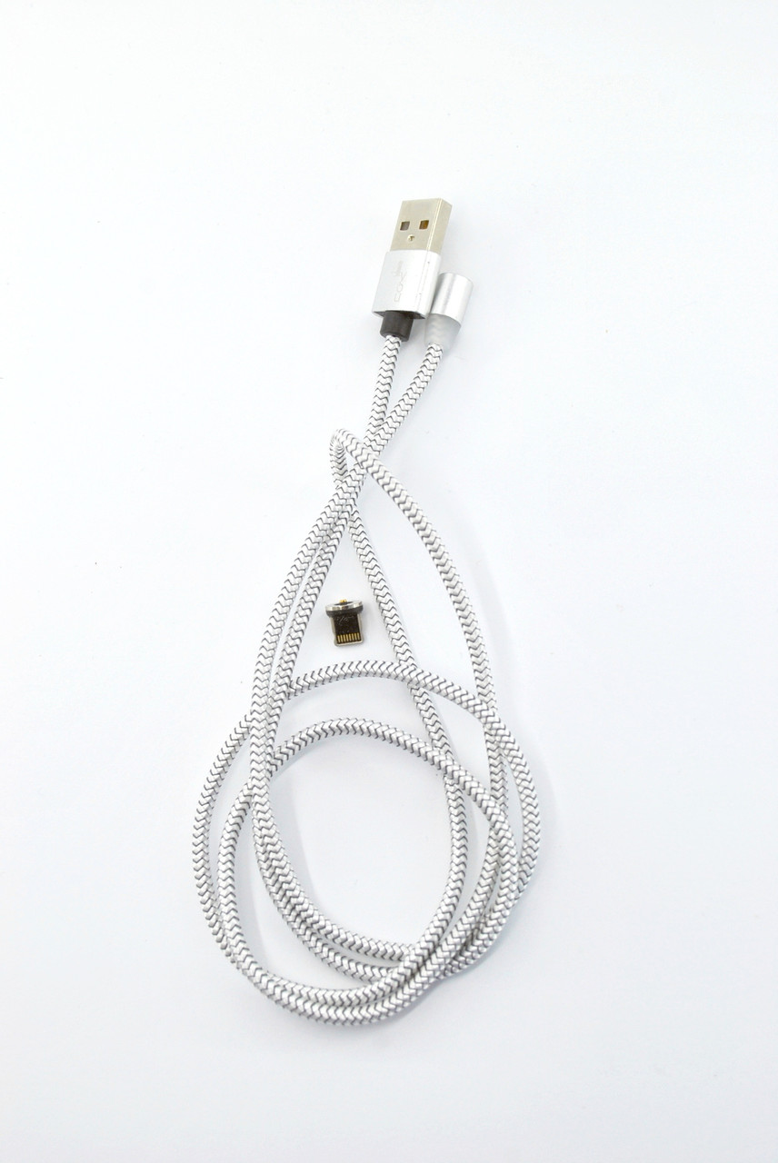 

Кабель Usb Lightning 4you Magnetic silver (2000mah, плетение Питон, 360град.)