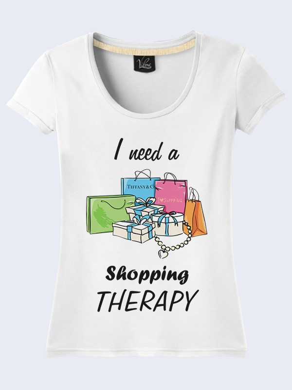 

Женская футболка I need a shopping therapy, Разные цвета